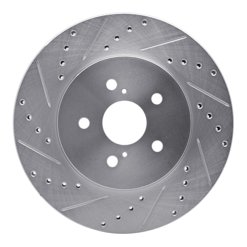 Lexus RX350 Brake Rotor (1) - Front Left - R1 Concepts - Drilled & Slotted - Silver - `04-`09